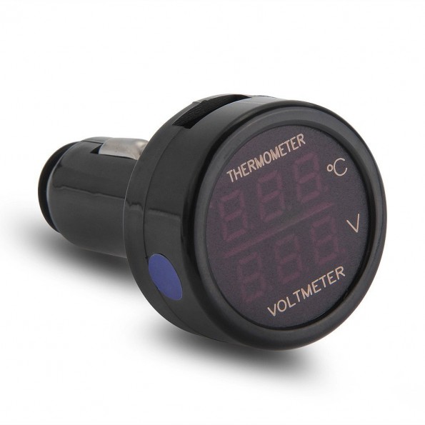 Auto Batterie Zigarettenanzünder Voltmeter Spannung Thermometer Digital Anzeige VW T5 Stromverbrauch