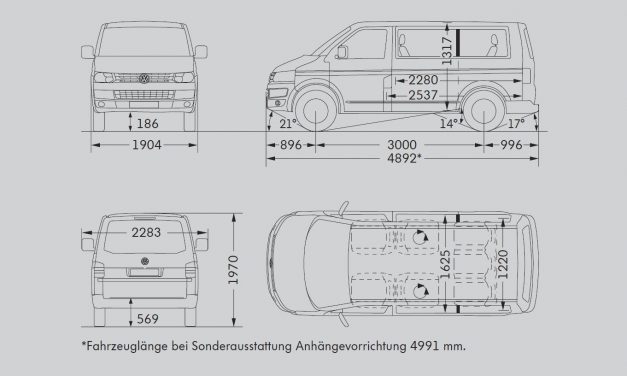 VW T5 Maße 2010-2015 (T5.2)