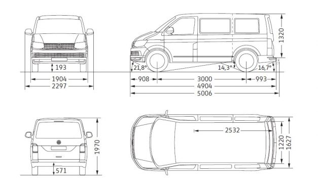 VW T6 Maße 2015-202019 (T5.3?!)
